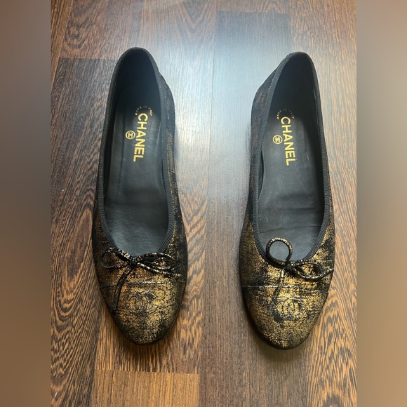 CHANEL METALLIC BALLET FLATS BALLERINA FLATS SIZE 42 - Picture 2 of 10